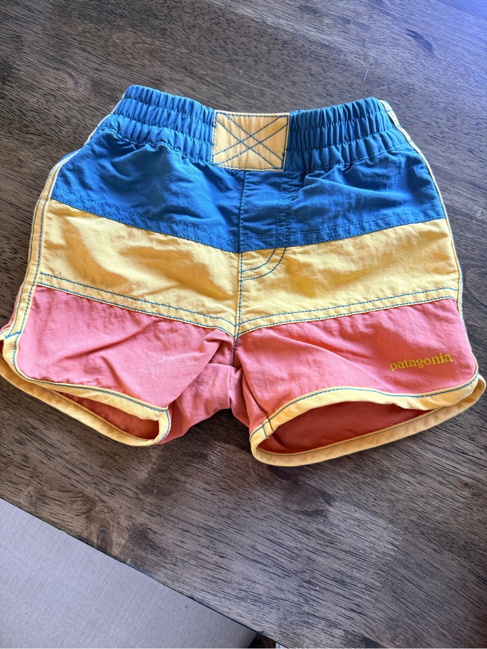 Patagonia Kids Colorblock Elastic Shorts - Blue, Yellow, Pink
